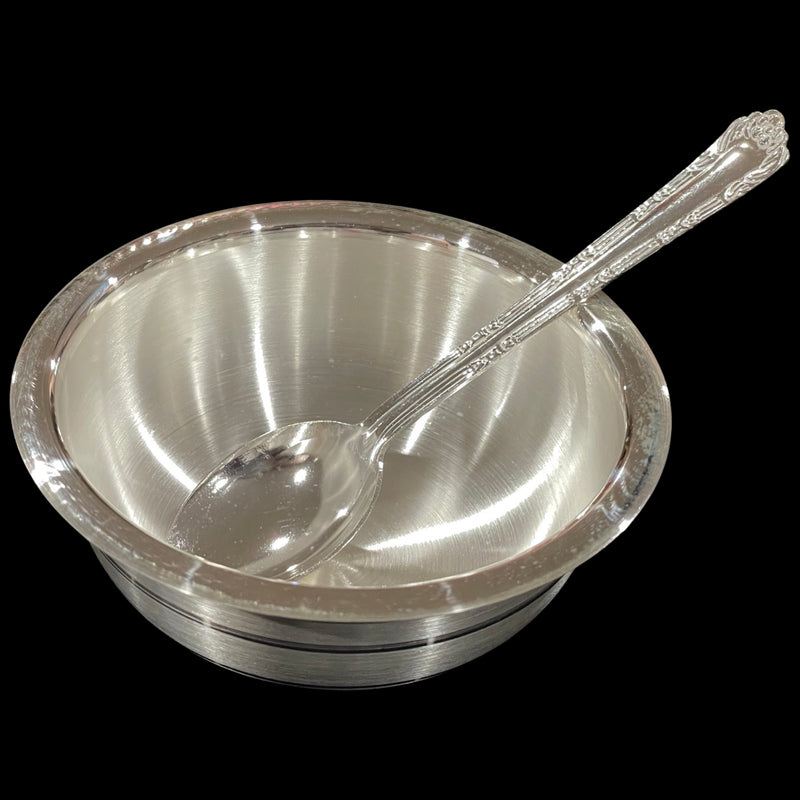 999 Pure Silver 3.75 inch Bowl & Spoon for Kids / Youth -3.75 inch Set