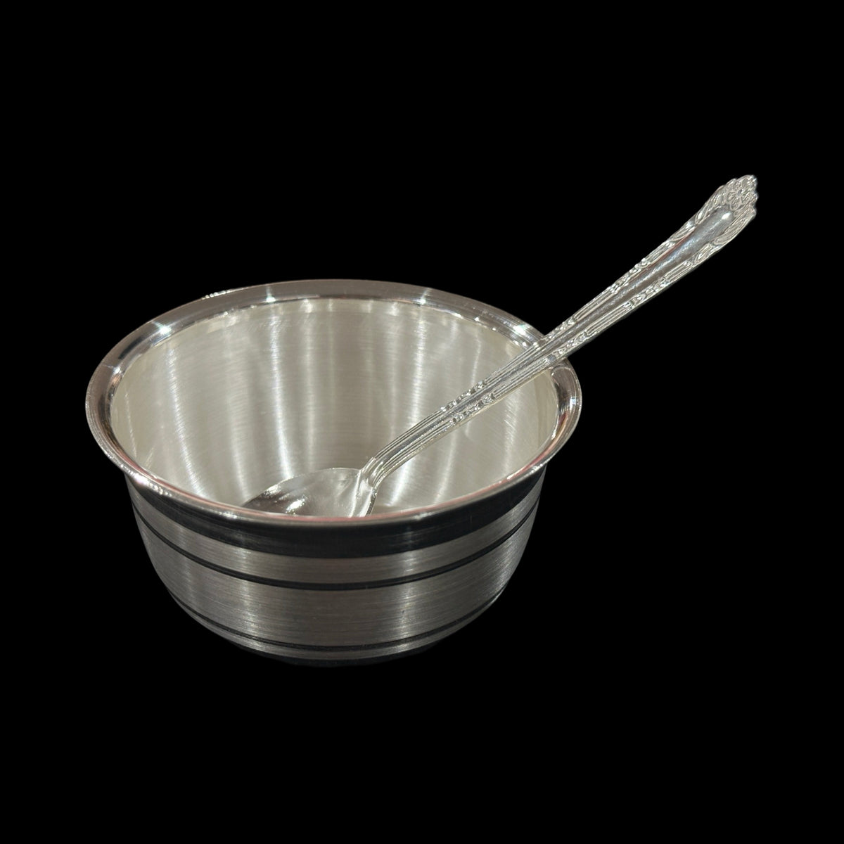工芸品 Silver heavy insideout spoon 999 Pure Silver Hallmarked 200ml Bowl & Spoon for kids / youth - 3.7-i
