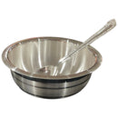 999 Pure Silver Hallmarked 125ml Heavy Bowl & Spoon for Kids / Youth -3.75 inch Set