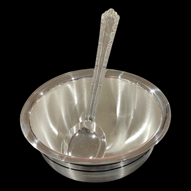 999 Pure Silver 4.0 inch Bowl & Spoon for Youth / Adults -4.0 inch Set
