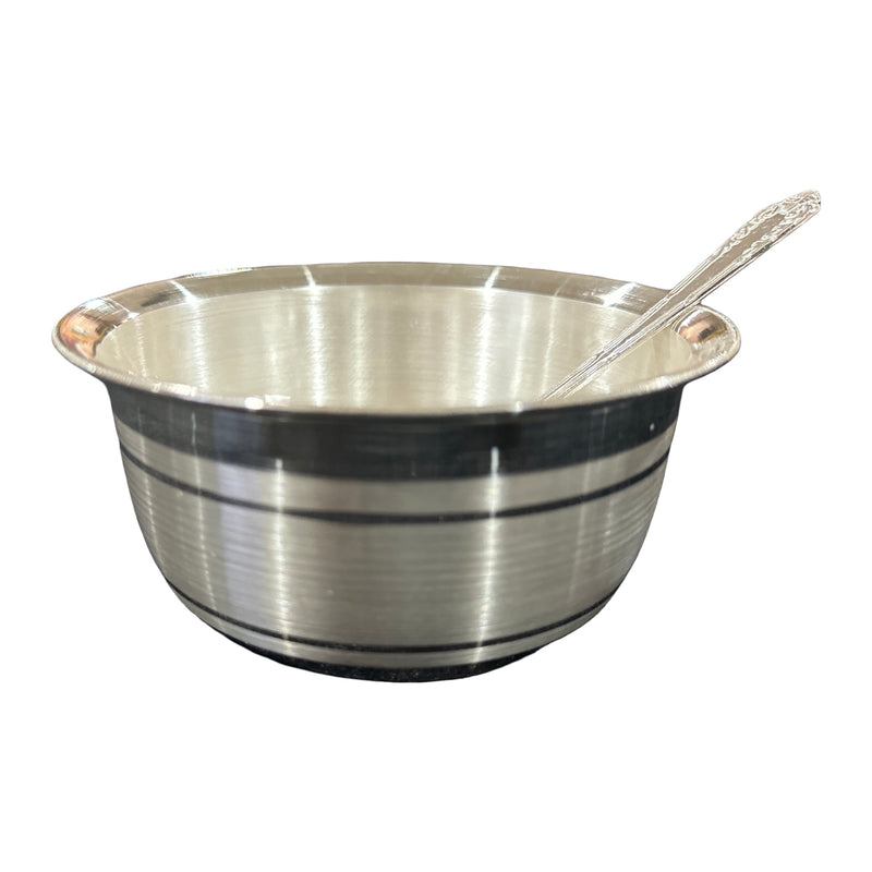 999 Pure Silver Hallmarked 400ml Heavy Bowl & Spoon Set - 5.0-inch Set