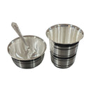 999 Pure Silver Hallmarked 250ml Glass, 150ml Bowl & Spoon Set -3.5 inch Set