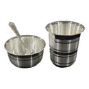 999 Pure Silver Hallmarked 250ml Glass, 150ml Bowl & Spoon Set -3.5 inch Set