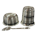 999 Pure Silver Hallmarked 250ml Glass, 150ml Bowl & Spoon Set -3.5 inch Set