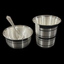 999 Pure Silver Hallmarked 250ml Glass, 150ml Bowl & Spoon Set -3.5 inch Set