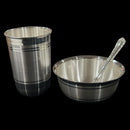 999 Pure Silver 300ml Glass, 250ml Bowl & Spoon - 4.0-inch Set
