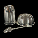 999 Pure Silver 300ml Glass, 250ml Bowl & Spoon - 4.0-inch Set