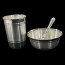 999 Pure Silver 300ml Glass, 250ml Bowl & Spoon - 4.0-inch Set