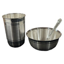 999 Pure Silver 300ml Glass, 250ml Bowl & Spoon - 4.0-inch Set