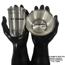 999 Pure Silver 300ml Glass & 250ml Bowl - 4.0-inch Set