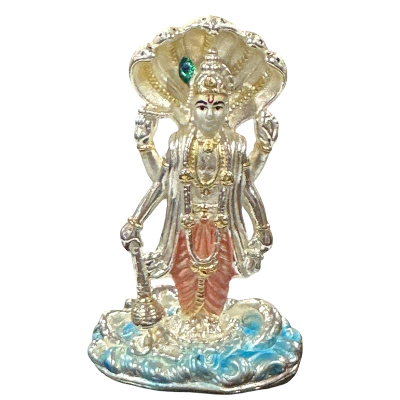 999 Pure Silver Lord Vishnu (Satya Narayana) – 3.0-Inch-Tall Statue / Murti (Figurine