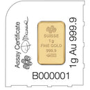 1 gram Gold Bar - PAMP Suisse Lady Fortuna Veriscan®