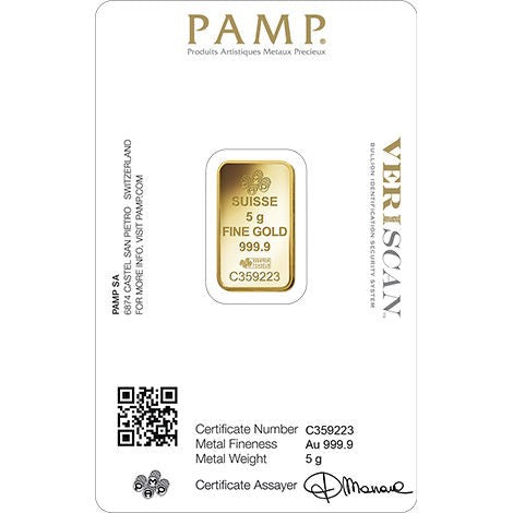 5 gram Gold Bar - PAMP Suisse Lady Fortuna Veriscan®