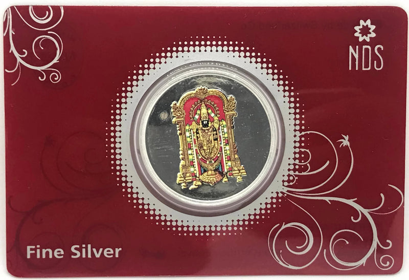 999 Pure Silver Tirupathi Balaji 1 Ounce Color Coin