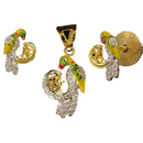 750 Eighteen Carat (18 KT) White Cubic Zirconia Ear Studs & Pendant Set- Style