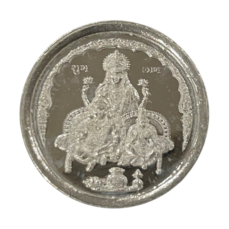 999 Pure Silver Lakshmi / Kuber & Shree Yantram 2 Gram Coins (Pack of 5 Coins)-Figurine