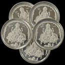 999 Pure Silver Lakshmi / Kuber & Shree Yantram 2 Gram Coins (Pack of 5 Coins)-Figurine