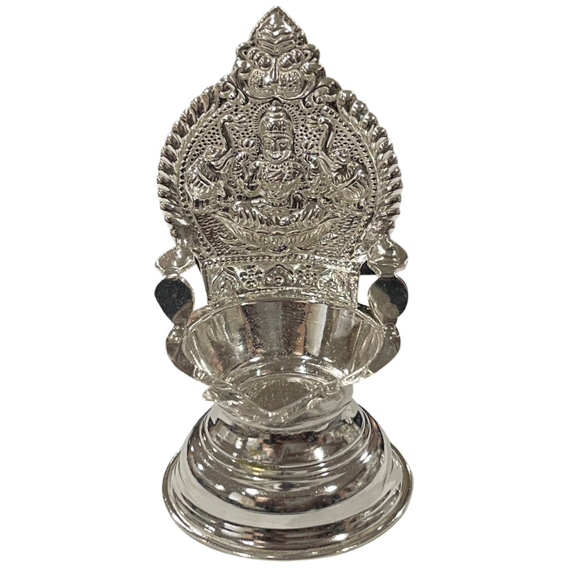 925 Sterling Silver Hallmarked 3.75 Inch Lakshmi / Kamakshi Deepak (Diya) Pair