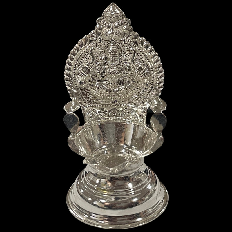 925 Sterling Silver Hallmarked 4.25 Inch Lakshmi / Kamakshi Deepak (Diya) Pair