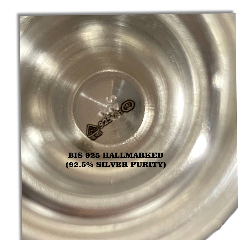 925 Sterling Silver hallmarked Round Flower Deepak (Diya) Pair