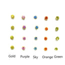 750 Eighteen Karat (18 KT) 2mm Colored Cubic Zirconia 18 Gauge Nose Stud / Ear Studs - Style