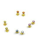 750 Eighteen Karat (18 KT) 2mm Colored Cubic Zirconia 18 Gauge Nose Stud / Ear Studs - Style