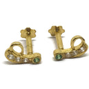 750 Eighteen Karat (18 KT) Colored Cubic Zirconia 18 Gauge Nose Stud / Ear Studs - Style