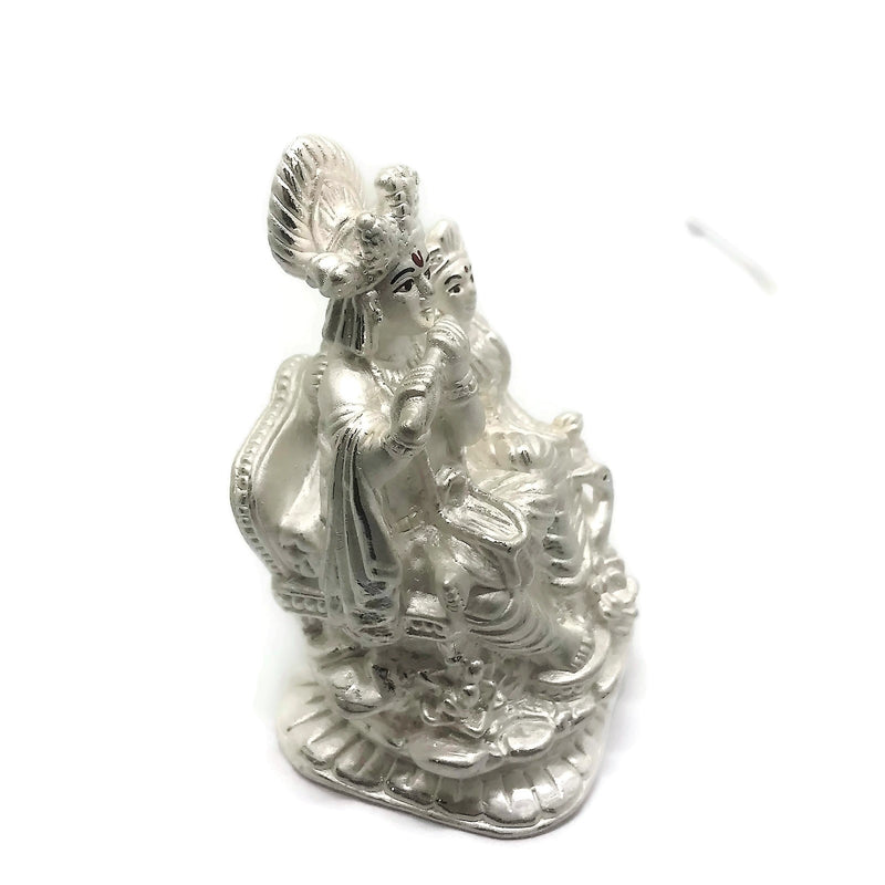 999 Pure Silver Handmade Radha Krishna idol / Statue / Murti (Figurine