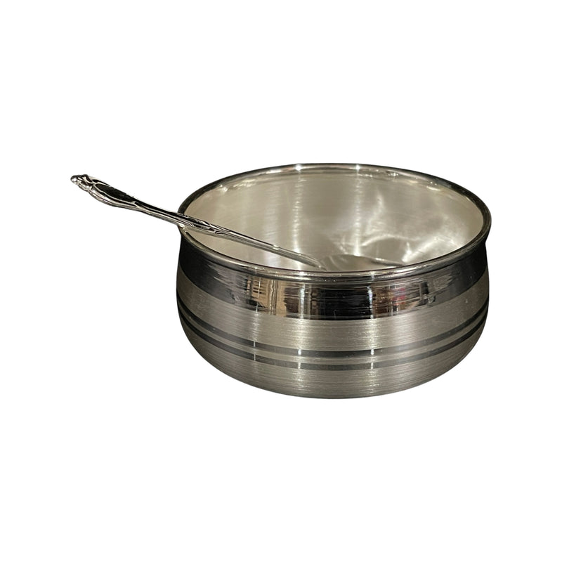 999 Pure Silver 3.5 inch Hallmarked Bowl & Spoon for Kids - Designer Set