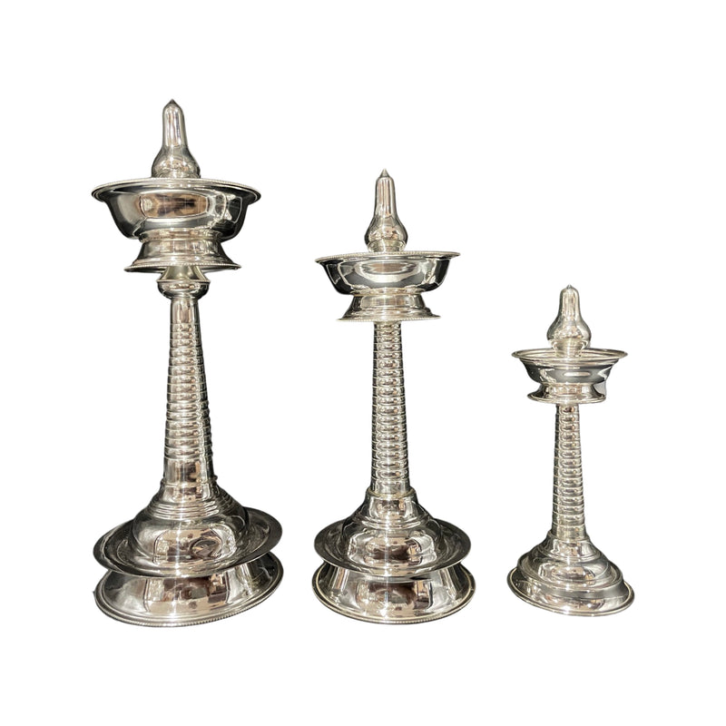 925 Sterling Silver Hallmarked Spring / Kerala Samai (Diya) Set / Kuthu Vilakku Pair