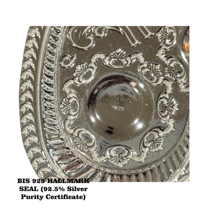 925 Sterling Silver Hallmarked Small Plate Roli / Chandan Set  - Style