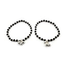 925 Sterling Silver Black Beads Stretchable Anklet - Style