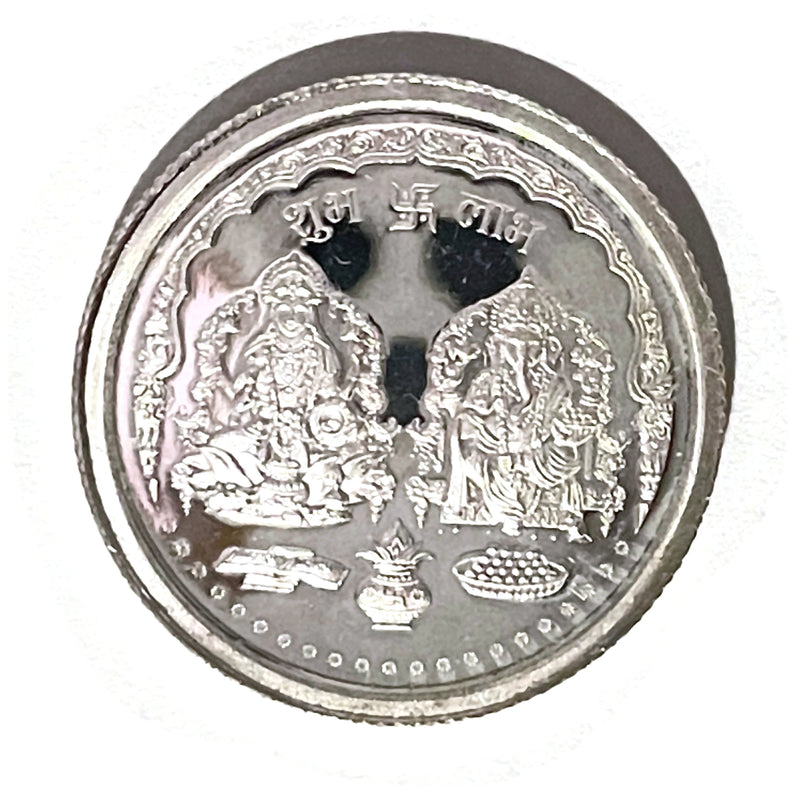999 Pure Silver Ganesha Lakshmi / Laxmi 5 Grams Coin - Figurine