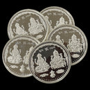 999 Pure Silver Ganesha Lakshmi / Laxmi 20 gram Coins (Pack of 5 Coins)