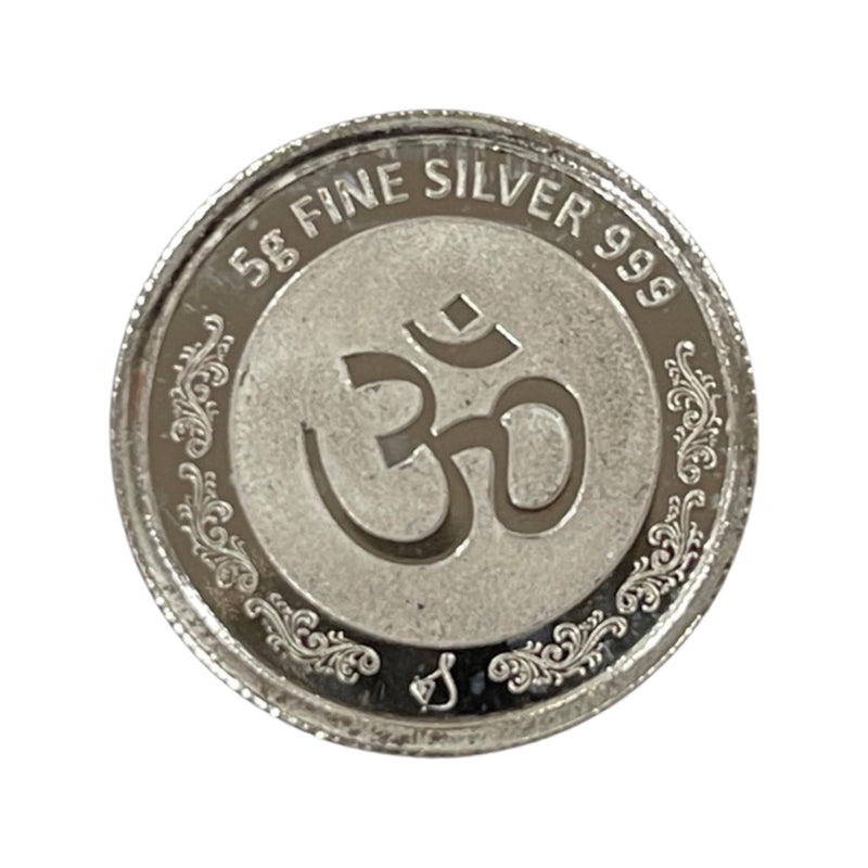 999 Pure Silver Ganesha Lakshmi / Laxmi 5 Gram Coins (Pack of 5 Coins)-Figurine