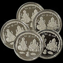 999 Pure Silver Ganesha Lakshmi / Laxmi 5 Gram Coins (Pack of 5 Coins)-Figurine