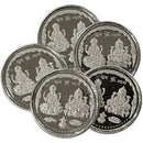 999 Pure Silver Ganesha Lakshmi / Laxmi 5 Gram Coins (Pack of 5 Coins)-Figurine