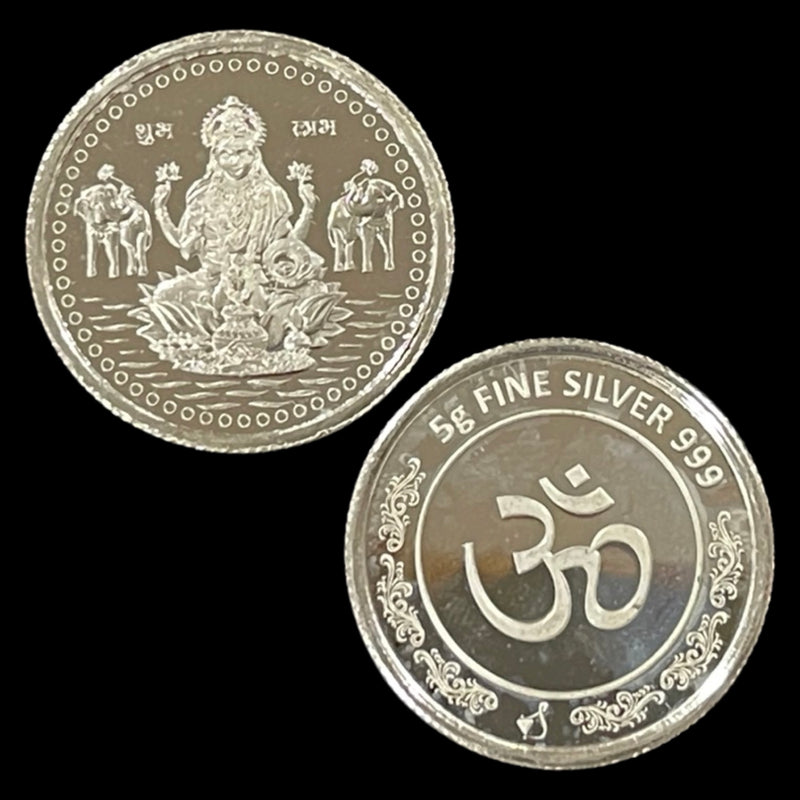 999 Pure Silver Lakshmi 5 Gram Coin - Figurine