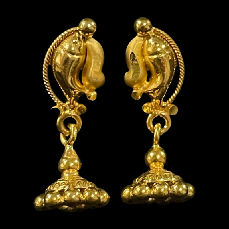 916 Twenty Two Karat (22K) Gold Kids Jhumka / Earrings -Style