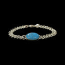 925 Solid Sterling Silver 6 mm Turquoise (synthetic) Curb Link Bracelet