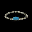 925 Solid Sterling Silver 10 mm Turquoise (synthetic) Curb Link Bracelet