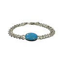 925 Solid Sterling Silver 10 mm Turquoise (synthetic) Curb Link Bracelet