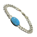 925 Solid Sterling Silver 10 mm Turquoise (synthetic) Curb Link Bracelet