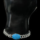 925 Solid Sterling Silver 8 mm Turquoise (synthetic) Curb Link Bracelet