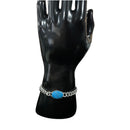 925 Solid Sterling Silver 10 mm Turquoise (synthetic) Curb Link Bracelet