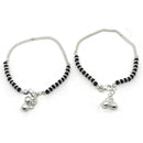 925 Sterling Silver Black Beads Anklet  - Style