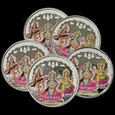 999 Pure Silver Ganesha Lakshmi & Saraswati 10 Gram Meena Coins (Pack Of 5 Coins)