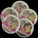999 Pure Silver Ganesha Lakshmi / Laxmi 10 Gram Meena Coins (Pack of 5 Coins)