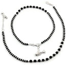 925 Sterling Silver Black Beads Anklet -