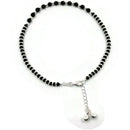 925 Sterling Silver Black Beads Anklet -
